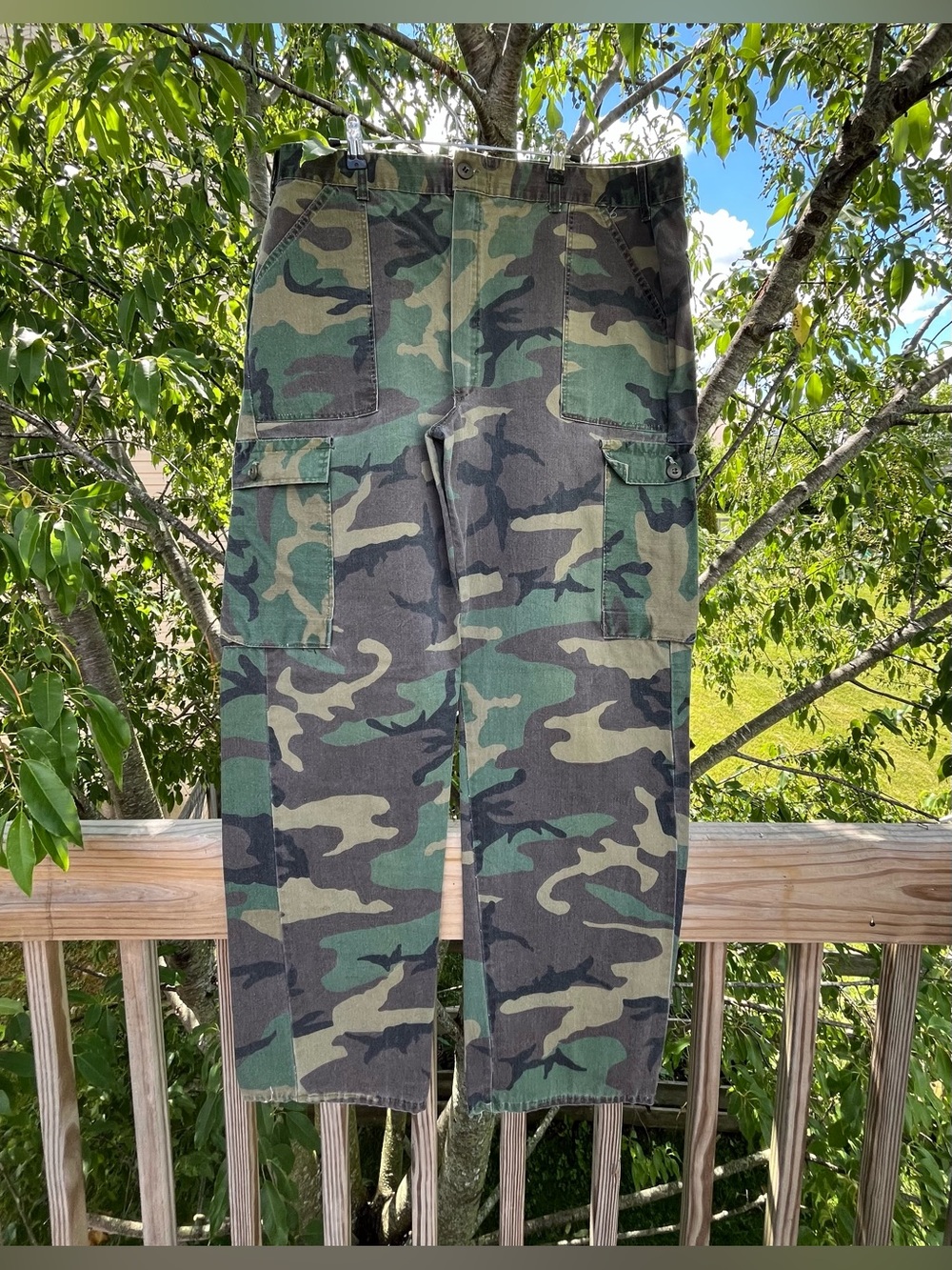 Vintage Bee Gee Woodland Camo Military Cargo Pants Size 32x33x45